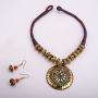 Zephyrr Hand Crafted Fashion Tibetan Beaded Pendant Long Necklace Earrings Set for Women Casual Junk Jewelry