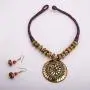 Zephyrr Hand Crafted Fashion Tibetan Beaded Pendant Long Necklace Earrings Set for Women Casual Junk Jewelry