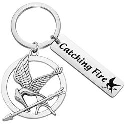 FAADBUK The Hunger Games Inspired Keychain Catching Fire Jewelry Hunger Games Mockingjay Bird Keyring for Hunger Games Fans