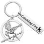 FAADBUK The Hunger Games Inspired Keychain Catching Fire Jewelry Hunger Games Mockingjay Bird Keyring for Hunger Games Fans