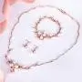 EVER FAITH Marquise CZ Simulated Pearl Bridal Flower Leaf Filigree Necklace Earrings Bracelet Set EVER FAITH Marquise CZ Simulated Pearl Bridal Flower Leaf Filigree Necklace Earrings Bracelet Set