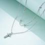 925 Sterling Silver Cross/Star Moon Layered Choker Necklace for Women Girls