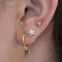 Silver Stud Earrings for Women, 3 Pairs Tiny Round Cubic Zirconia Stud Earrings | Small Star Helix Earrings Dainty Flower Tragus Cartilage Studs Jewelry for Girls Men Teens (Silver/Gold)