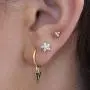 Silver Stud Earrings for Women, 3 Pairs Tiny Round Cubic Zirconia Stud Earrings | Small Star Helix Earrings Dainty Flower Tragus Cartilage Studs Jewelry for Girls Men Teens (Silver/Gold)
