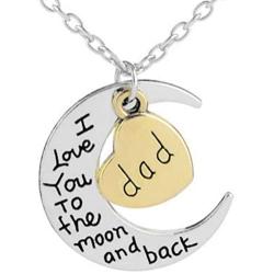 FLDC I Love You To The Moon And Back Crescent Infinity Love Heart Charm Chain Pendant Necklace Jewelry Gifts For Family