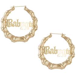 Yanluu Old English Font Babygirl Word 9cm Elegant Large Bamboo Earrings Hip-Pop Style Fashion Party Accessory