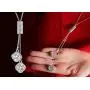 Qiaoqiao Elegant Lucky Four-Leaf Clover Pendant Long Necklace Crystal Flower Tassel Sweater Chain Necklaces Fashion Jewelry for Women Girls Gift