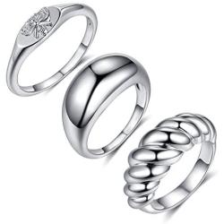 YBMYCM 14K Real Gold Plated Thick Chunky Dome Rings for Women Girls (5-10 Size)