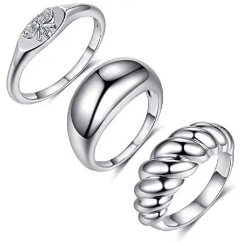 YBMYCM 14K Real Gold Plated Thick Chunky Dome Rings for Women Girls (5-10 Size) YBMYCM 14K Real Gold Plated Thick Chunky Dome Rings for Women Girls (5-10 Size)