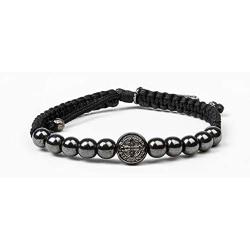 1pc Christian & Religious Jewelry, Wake Up & Pray Meditation Bracelet [1] Jet- Black- Faux Hematite