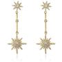 Orris Diamond Cubic Zirconia Mounted Gold Star Style Dangle Drop Earrings for Women Girls