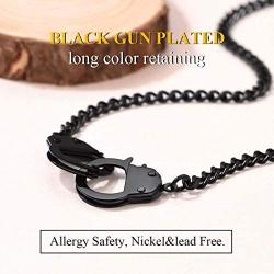 FindChic Handcuff Necklace Padlock Pendant Customized Handcuff Bracelet Partners in Crime Stainless Steel 18K Gold Plated Curb Chain Interlocking 18inch Friendship Statement Necklace for Girls & Women