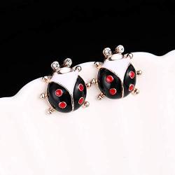 Cartoon Enamel Red Ladybug Beetle Stud Drop Earrings Statement Long Tassel Earrings Insect Jewelry for Women