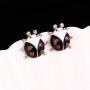 Cartoon Enamel Red Ladybug Beetle Stud Drop Earrings Statement Long Tassel Earrings Insect Jewelry for Women