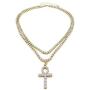 Shiny Jewelers USA Mens Iced Out Cz Ankh Cross Hip Hop Pendant 3mm 16'' & 18'' 1 Row Tennis Chain Necklace
