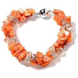 Shop LC Shell Beads Earrings Magnetic Clasp Bracelet Prom Jewellery Sets for Women Mothers Day Gifts 8'' (White,Red,Blue,Orange,Purple,Coral,Pink)