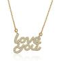 LOVE YOU Alphabet Pendant Necklace Cubic Zirconia 18K Gold Plated Choker Chain Jewelry Gift for Women