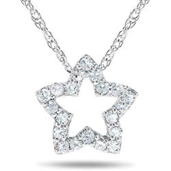 925 Sterling Silver Star White Topaz Gemstone Pendant Necklace For Women 18 Inch Chain