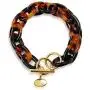 Bling Jewelry Fashion Brown Golden Acrylic Tortoise Shell Oval Chain Link Bracelet for Women Gold Plated Stainless Steel Bling Jewelry Fashion Brown Golden Acrylic Tortoise Shell Oval Chain Link Bracelet for Women Gold Plated Stainless Steel