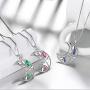 Aurora Tears Moon Jewelry Women 925 Sterling Silver Mystic Rainbow Topaz Necklace/Earring Fire Topaz Cresent Moon Birthday Gift