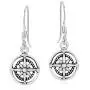 Navigate Your Way .925 Sterling Silver Compass Dangle Earrings Navigate Your Way .925 Sterling Silver Compass Dangle Earrings