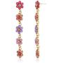 DAMLENG Chic Hypoallergenic Colorful Crystal Long Tassel Flower Stud Earrings Boho Floral Dangle Earrings for Women Girls