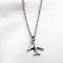 FUSTYLE Airplane Necklace Aircraft Pendant Flight Attendant Jewelry Pilot Gifts for Aviation Traveler (Silver)