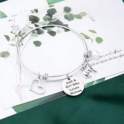 FAADBUK Funny Wolf Bracelet Animal Lover Gift Just A Girl Who Loves Wolves Jewelry Bracelet Wolf Lover Gift Wolf Jewelry