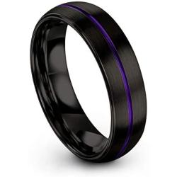 Chroma Color Collection Tungsten Carbide Wedding Band Ring 6mm for Men Women Green Red Blue Purple Black Copper Fuchsia Teal Center Line Dome Brushed Polished