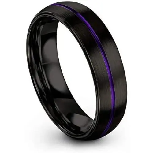 Chroma Color Collection Tungsten Carbide Wedding Band Ring 6mm for Men Women Green Red Blue Purple Black Copper Fuchsia Teal Center Line Dome Brushed Polished Chroma Color Collection Tungsten Carbide Wedding Band Ring 6mm for Men Women Green Red Blue Purple Black Copper Fuchsia Teal Center Line Dome Brushed Polished