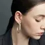 Oval Hoop Earrings for Women - Shiny Cubic Zirconia Double Hoop 14K Gold Plated 925 Sterling Silver Earrings