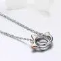 Infinity Love Heart Cat Necklace for Women Girls 925 Sterling Silver Two-Tone Hollow out Mother and Daughter Kitten Ear Pendant Choker Necklace Double Interlocking Circles Jewelry Cute Delicate