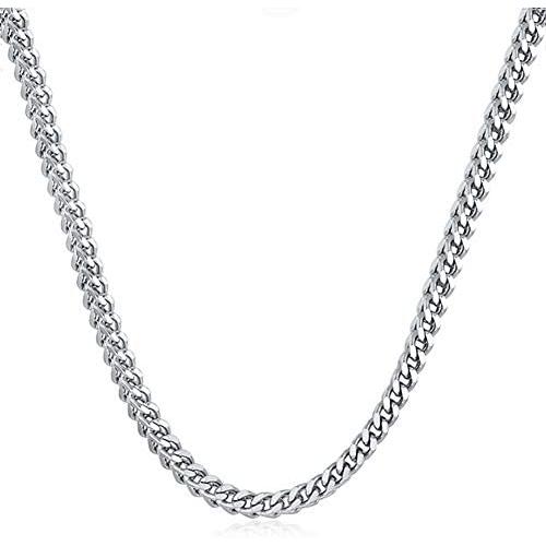LuxglitterLin Miami Cuban Link Chain Necklace for Men Women 4mm to 6mm Wide 18''-30'' long Curb Chain Stainless Steel Hip Hop Jewelry