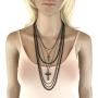 Deluxe Gothic Crosses Retro 80 Madonna Multilayer Black & Gunmetal Chain Long Multi Strand Necklace