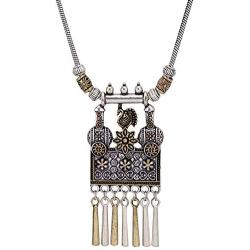 Efulgenz Boho Vintage Antique Ethnic Gypsy Tribal Indian Oxidized Gold Silver Statement Peacock Pendant Necklace Jewelry