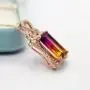 KEETEEN Colorful Life Sterling Silver Necklace with Princess Cut Pendant in Simulated Gemstones