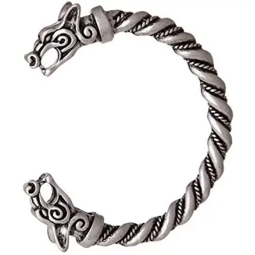 Viking Fenrir Wolf Bracelet Bangle Head Wolves Wristband Twisted Wire Cuff Bag Package Viking Fenrir Wolf Bracelet Bangle Head Wolves Wristband Twisted Wire Cuff Bag Package