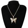 The Woos Rhinestone Butterfly Necklace Tennis Chain Hip Hop Bling Animal Butterfly Iced Out Crystal Collar Butterfly Pendant Necklace for Women Girl Rock Jewelry