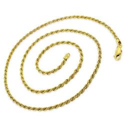925 Italian Sterling Silver 1mm - 5.5mm Solid Rope Diamond Cut Chain, FREE Microfiber Cloth, Yellow Gold Plated Link Necklace & Bracelet, Giorgio Bergamo