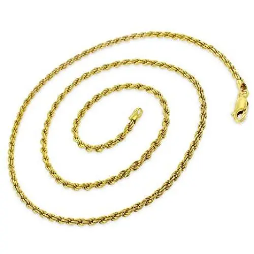 925 Italian Sterling Silver 1mm - 5.5mm Solid Rope Diamond Cut Chain, FREE Microfiber Cloth, Yellow Gold Plated Link Necklace & Bracelet, Giorgio Bergamo