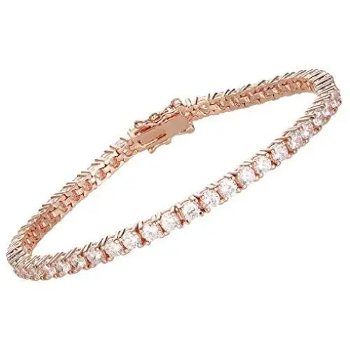 SHKA Tennis Bracelet with Swarovski Elements Crystal Jewelry Lady Valentines Gift Mother’s Day Zirconia Platinum Plated
