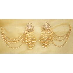 Babosa Sakhi Bahubali Earring Jhumki Detachable kaan Sahara Pearl chain