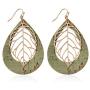 Bohemian Delicate Lightweight Cork Geometric Earrings - Filigree Cutout Petal Leaf, Teardrop, Floral Print Feather Fringe Drop Dangles
