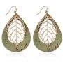 Bohemian Delicate Lightweight Cork Geometric Earrings - Filigree Cutout Petal Leaf, Teardrop, Floral Print Feather Fringe Drop Dangles