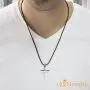 555Jewelry Stainless Steel Cross Pendant Adjustable Black Rope Cord Necklace