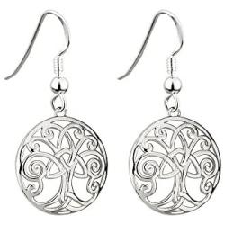 Tara Irish Jewelry Earrings for Women Tree of Life Earrings Rhodium Plated Made in Ireland