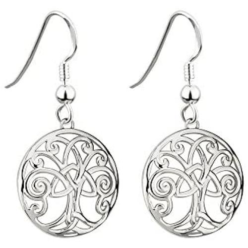 Tara Irish Jewelry Earrings for Women Tree of Life Earrings Rhodium Plated Made in Ireland
