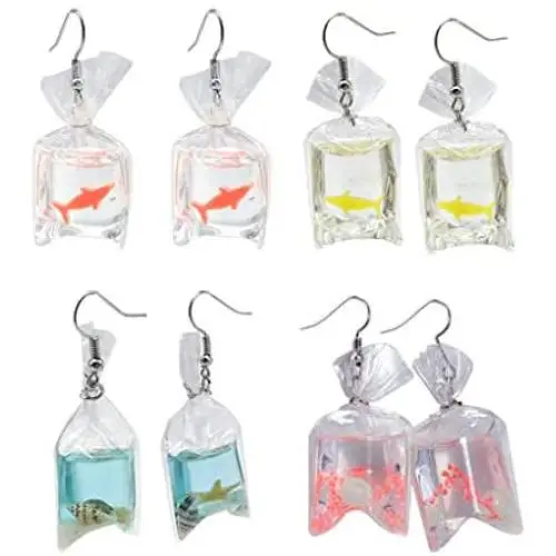 4 Pairs Funny Acrylic Goldfish Starfish Earrings Water Bag Shape Unique Resin Dangle Hook Earrings for Girls Women Bohemian Creative Charm Water Pouch Jewelry 4 Pairs Funny Acrylic Goldfish Starfish Earrings Water Bag Shape Unique Resin Dangle Hook Earrings for Girls Women Bohemian Creative Charm Water Pouch Jewelry