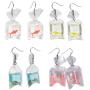 4 Pairs Funny Acrylic Goldfish Starfish Earrings Water Bag Shape Unique Resin Dangle Hook Earrings for Girls Women Bohemian Creative Charm Water Pouch Jewelry
