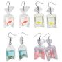 4 Pairs Funny Acrylic Goldfish Starfish Earrings Water Bag Shape Unique Resin Dangle Hook Earrings for Girls Women Bohemian Creative Charm Water Pouch Jewelry